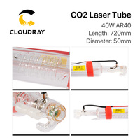 Tabung Laser CO2 Cloudray AR40 35-40W L720 D50 untuk Mesin Ukir & Pemotong Laser CO2