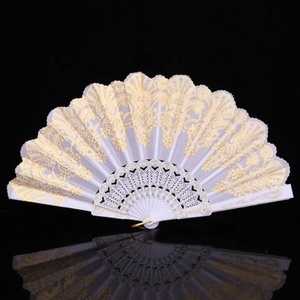 2024 Style chinois mode main ventilateur nouvelle poudre d'or fleur imprimé manuel pliant en plastique artisanat à la mode et élégant - Product Image 5