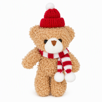 Porte-clés en peluche ours en peluche de Noël, jouet en peluche brodé doux, pendentif pour décoration de sac, cadeau de Noël pour enfants