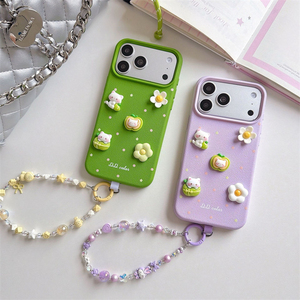เคสโทรศัพท์หนังลายดอกไม้ลายจุดหรูหราสำหรับ iPhone 18 17 16 15 14 13 12 11Pro Max พร้อมสายคล้องมุก - Product Image 1