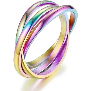 Anello Intrecciato a Tre Fasce Ipoallergenico in Acciaio Inossidabile, Anello a Tre Bande per Donne e Uomini, Opzioni Multicolore - Product Image 4