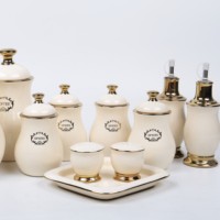 Kitchen Decorative Ceramic Olive Oil Bottle Canisters Food Storage Jar Coffee Sugar Tea Canister Set