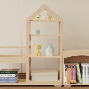 Libreria per <span class=keywords><strong>bambini</strong></span> in legno massello, scaffale a forma di castello con contenitore, espositore per libri da terra indipendente per angolo lettura in cameretta - Product Image 5
