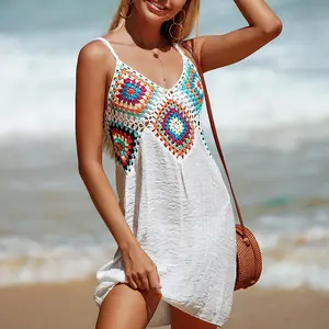 Bikini de ganchillo bohemio hecho a mano, bañador brasileño transparente de punto grueso, proveedores personalizados, venta al por mayor