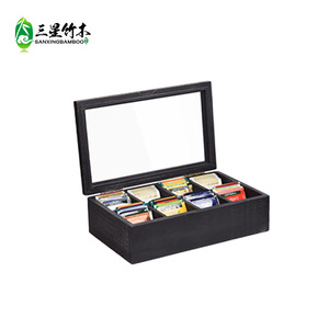 Caja de almacenamiento de bolsitas de té personalizada, estante de madera para almacenamiento de café, caja de almacenamiento de bambú con múltiples compartimentos, estante para bolsitas de té con leche - Product Image 1