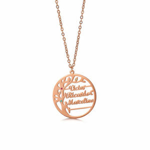 <span class=keywords><strong>Collier</strong></span> en acier inoxydable avec zircon couleur or, <span class=keywords><strong>arbre</strong></span> <span class=keywords><strong>de</strong></span> <span class=keywords><strong>vie</strong></span>, <span class=keywords><strong>collier</strong></span> personnalisé avec nom, bijoux Qiuhan - Product Image 3