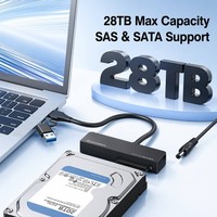 Câble adaptateur convertisseur USB 3.0 Type-C vers SAS SATA pour transfert de données haute vitesse, noir, compatible avec les SSD et HDD de 2,5 et 3,5 pouces