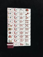 Ensemble de Mahjong Américain de Luxe Vert Pliable Bagua, 160 Tuiles, Design Yin Yang Grue de Bambou, Tuiles en Acrylique Poli Portables