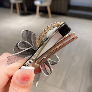 Korean Little Girls Flower Hair <strong>Bow</strong> Children's <strong>Small</strong> Lace Pearl Hair <strong>Clip</strong> Hair Accessories - Product Image 3