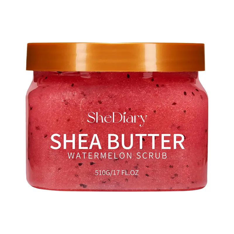 OEM SheDiary 510G Scbleaching fruta manteca de karité colágeno azúcar bolas cuerpo cara sandía exfoliante