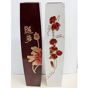 Vases décoratifs pour sol chinois, grande fleur, carrée en <span class=keywords><strong>bois</strong></span> sculpté à la main, 1 pièce - Product Image 2