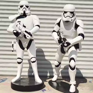 जीवन आकार के बड़े फाइबरग्लास सफेद सैनिक स्टार युद्ध तूफान ट्रूपर मूर्तिकला हाथ से चित्रित टीवी फिल्म चरित्र मॉडल जीवन - Product Image 2