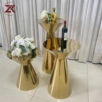 Table haute de cocktail ZKAI en acier inoxydable doré effet miroir, plateau évasé, pour mariage, fête, événement, présentoir de bar - Prix de gros