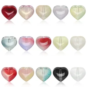 YAMEGA, cuentas de cristal de corazón de 8MM, colores crema, cuentas sueltas de cristal lechoso para fabricación de joyería, pulsera DIY, artesanías hechas a mano, Hobbyworker