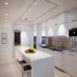 Poignées de placards de cuisine avec autres meubles de cuisine, laque blanche brillante 3D, placard de cuisine - Product Image 1