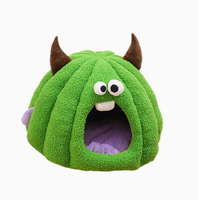 Nouveau Lit pour Chat en Peluche Chaud en Forme de Monstre d'Halloween, Nid de Sommeil Universel Lavable pour Quatre Saisons, Idéal pour Petits et Moyens Animaux