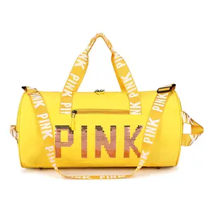 Hot Sale Custom Logo Pink Duffle Bag Wholesale Waterproof Polyester Gym Bag