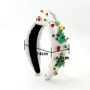 منتج جديد فاخر لامع بلينغ شجرة عيد الميلاد أعلى معقود مخصص النساء عقال فتاة عصابة الشعر - Product Image 3