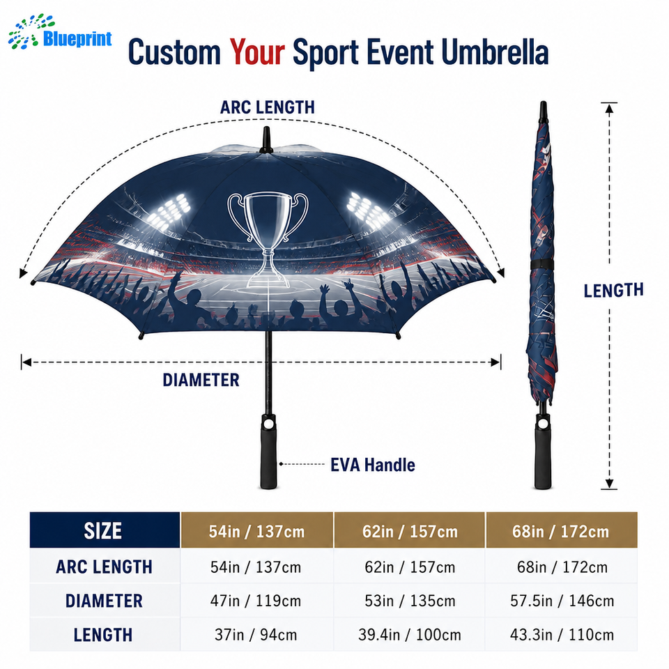 Pattern Base Time Frame Wholesale Custom Sports Event Auto Open Close EVA Handle 132cm Open ...