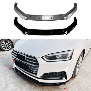 Audi A5 S5 F5 Front Lip Splitter Piano Black Carbon Fiber Texture ABS 2017-2020 Exterior Modification - Product Image 1