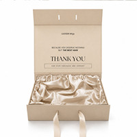 Boîte à perruque de luxe avec logo personnalisé, boîte d'emballage magnétique en carton pour extensions de cheveux, boîte cadeau pour perruque avec ruban et fermeture magnétique