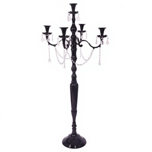 Candelabro Moderno de Aluminio Negro para 5 Velas, Centro de Mesa para Bodas - Product Image 1