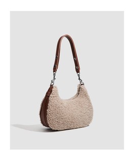 Bolso de Hombro Cruzado Impermeable de Gran Capacidad con Cierre de Cremallera y Diseño de Piel Sintética de Borrego para Mujer - Tendencia de Invierno - Product Image 4