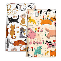 Digitale print polyester keukendoeken met bloemenprint en schattige katten 45x65cm, schattige katten afwasdoeken, handdoekjes