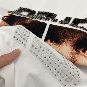 Camiseta de diseñador de cuello redondo de gran tamaño, ropa de calle, camiseta sin mangas con diamantes de imitación esenciales, camisetas sin mangas con estampado de algodón pesado para hombres - Product Image 6