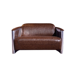 Juego de Sillones Seccionales Aviator de Lujo, Modernos, Duraderos y Personalizables, con Respaldo Acolchado, Estructura de Metal y Cuero, Relleno de Esponja, para Sala de Estar - Product Image 2