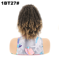 Queue de cheval afro courte et bouclée populaire avec cordon de serrage, en fibre haute température de qualité supérieure, type afro bouclé moelleux et rebondissant