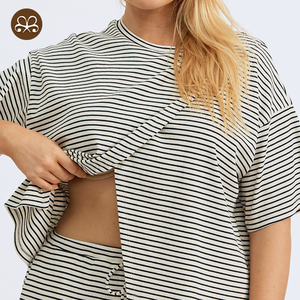 Abbigliamento <span class=keywords><strong>premaman</strong></span> con Logo personalizzato t-shirt allentate t-shirt Oversize che allatta maniche corte - Product Image 3