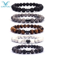 Cuentas magnéticas personalizadas de 8mm, abalorios elásticos de piedra Natural, pulsera de cuentas de Lava para parejas, venta al por mayor, 2020
