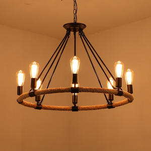 シャンデリアペンダントライト工業用麻ロープレトロシャンデリアレストランペンダントライトリビングルーム用 - Product Image 1