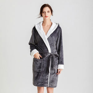 Camisón de franela con capucha, albornoz corto para mujer, Coral camisón de lana para el hogar, <span class=keywords><strong>bata</strong></span> de Hotel - Product Image 3