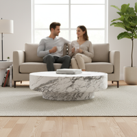 Table basse et table centrale en marbre naturel sculpté à la main, style moderne et antique, personnalisable, pour salon, meubles de maison
