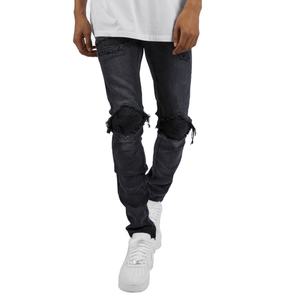 Jeans Azules Rotos de Cintura Media para Hombre con Logotipo Personalizado, Estilo Vintage, Ajustados, de Alta Calidad - Product Image 4