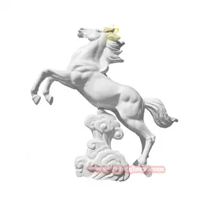 屋外ストリートランドスケープデザインホテルの庭装飾芸術彫刻グラスファイバージャンプ白い馬の像