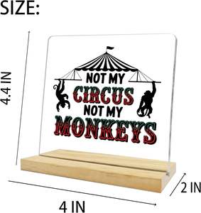 Logotipo de No es <span class=keywords><strong>mi</strong></span> circo, no son mis monos, placa acrílica divertida <span class=keywords><strong>para</strong></span> <span class=keywords><strong>regalo</strong></span>, adecuada <span class=keywords><strong>para</strong></span> escritorio de oficina, médicos - Product Image 1
