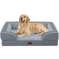 Coussin pour chien à 3 côtés en tissu de lin imperméable avec mousse alvéolée, canapé pour animaux de compagnie pour les détaillants, fabrication sur mesure OEM