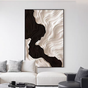 Décoration d'intérieur 3D en gros, Art mural moderne abstrait nordique noir et blanc, Design tendance, Impression <span class=keywords><strong>sur</strong></span> papier, Peinture en <span class=keywords><strong>porcelaine</strong></span> cristalline - Product Image 2