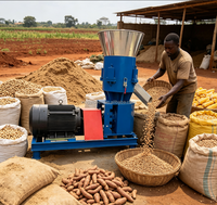 Nouvelle machine à granulés d'aliments pour animaux à moteur diesel de 500 kg/h pour usage domestique, pour poulets, canards, lapins, élevages avicoles, garantie 1 an