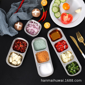 Hanmaihuwai – plateau à condiments en acier inoxydable 304 avec compartiments, bol à sauce portable pour assaisonnement de fondue chinoise - Product Image 5