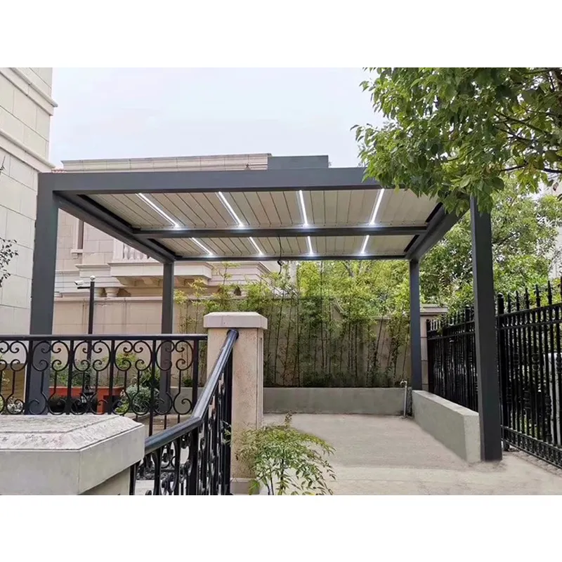 맞춤형 파빌리온 생체 기후 gazebos 쉽게 조립 태양 차양 전기 안뜰 지붕 알루미늄 pergola 세트