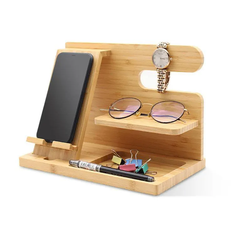 Wood Phone Docking Station Nightstand Organizer Key Holder Gifts for Men Wooden Organizer