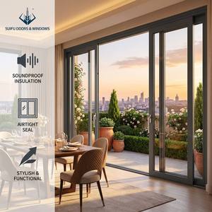 Puertas Corredizas de Aluminio Modernas y Resistentes, Personalizadas al por Mayor, con Doble Acristalamiento de Vidrio Templado, para Cocina, Supermercado, Interior y Jardín - Product Image 1