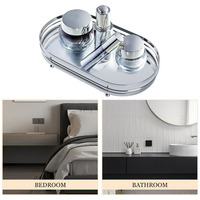 Plateau de parfum rond en verre miroir pour la maison, plateau de vanité, plateau de service pour bibelots, pour chambre à coucher