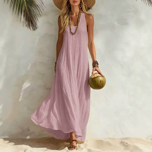 Robe longue ample anti-rides <span class=keywords><strong>taille</strong></span> haute pour <span class=keywords><strong>femme</strong></span>, collection été 2026, prix usine, vente en gros OEM ODM personnalisée - Product Image 2