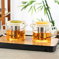 Théière en verre résistant à la chaleur avec infuseur en acier inoxydable, récipient chauffant, théière, bon goût clair, bouilloire, couvercle en silicone carré