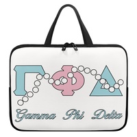 Gamma Phi Delta Taşınabilir Ofis Dizüstü Bilgisayar Taşıma Çantası Sorority Yunan Harfli İnci Baskılı Saplı Laptop Kılıfı